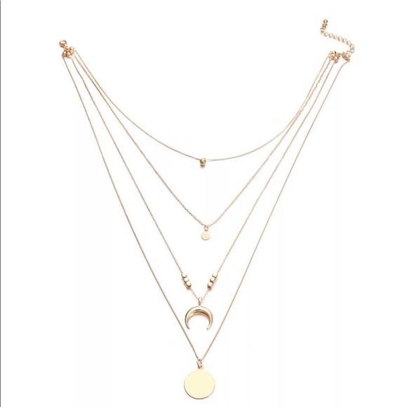Boho multi layers gold moon necklace - Picture 6 of 7